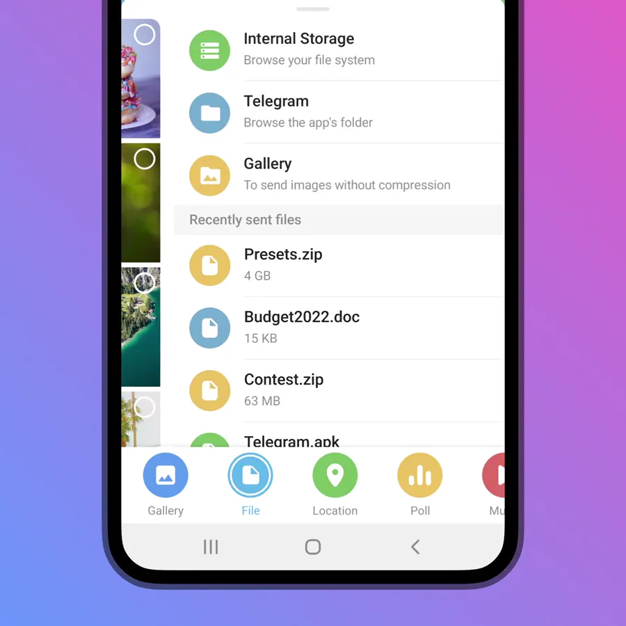 ارسال فایلهای حجیم تا ۴ گیگابایت در تلگرام پریمیوم